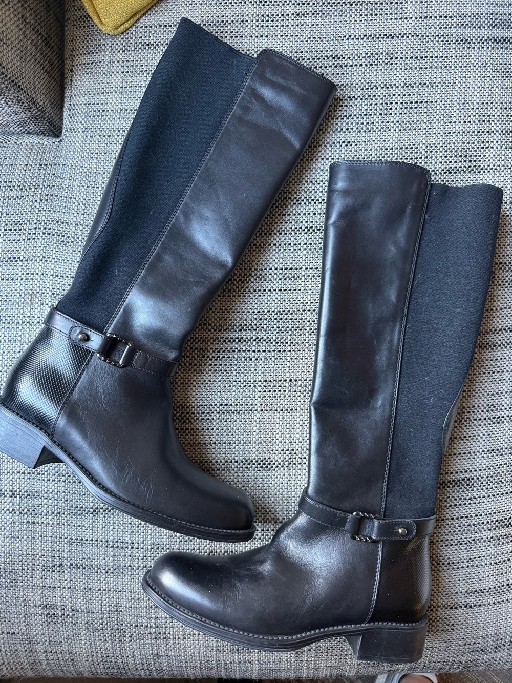 Aquatalia Black Leather Stretch Riding Boots 6.5